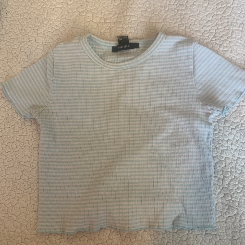 Forever 21 Blue and white striped Crop top